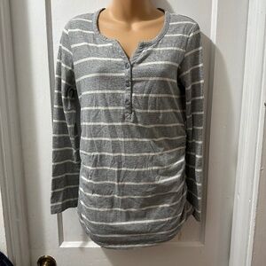 Great Expectations Grey Striped Long Sleeve Maternity Top in M